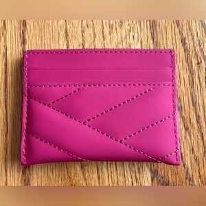 Tory Burch Kira Chevron Matte Card Case, Bright Carnation